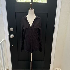 Zara woman black button down shirt